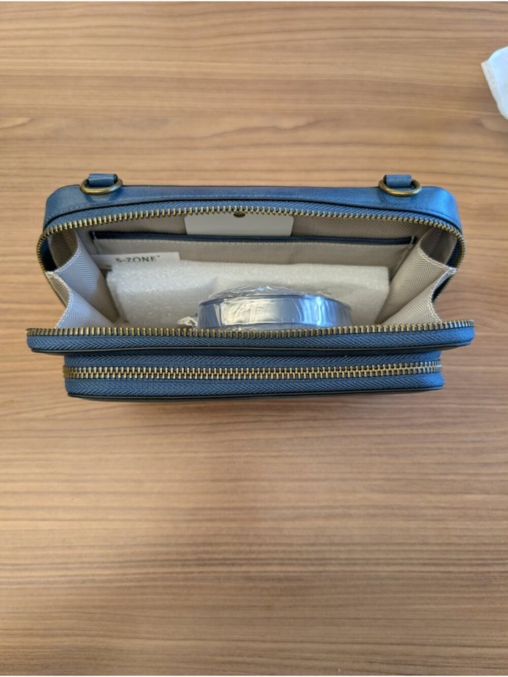 S-Zone Purse Wallet Double Zip Crossbody Blue NWOT with Bag - Picture 8 of 9